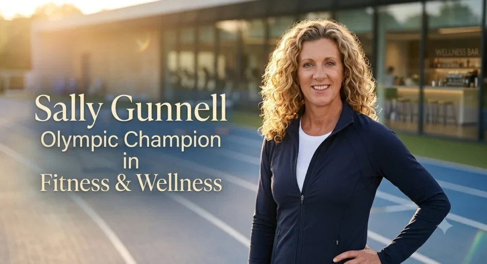 Sally Gunnell featured image showing the Olympic champion in a fitness and wellness inspired editorial setting.